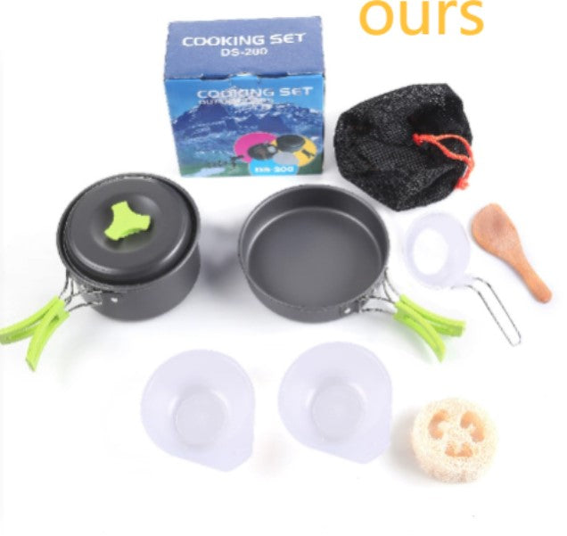 Tragbares Outdoor-Camping-Kochgeschirr-Set mit Kocher